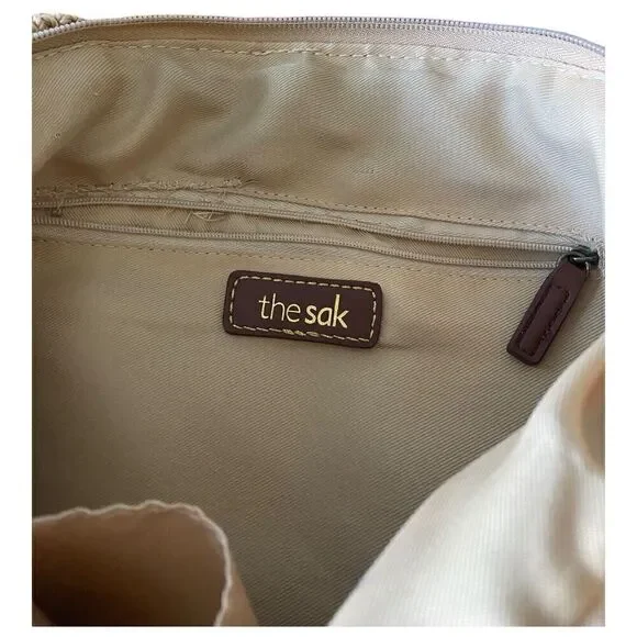 The SAK Tan & Gold Crochet ZIp Inner & Outer Pockets Shoulder bag - Picture 3 of 16